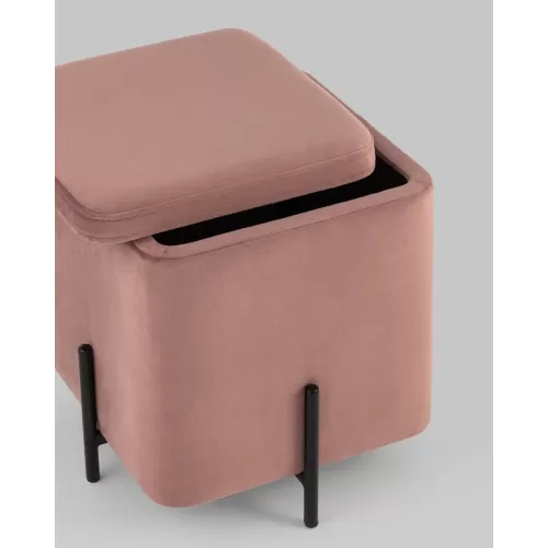 
Пуф Грейс квадрат с ящиком велюр пыльно-розовый
