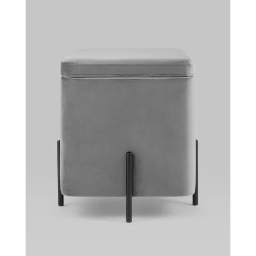 
Пуф Грейс квадрат с ящиком велюр серый
