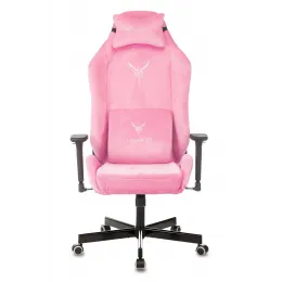 Кресло игровое Knight N1 Fabric розовый Velvet 36 с подголов. крестовина металл
