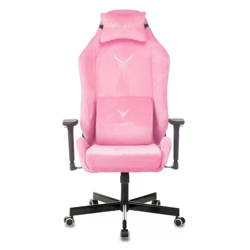 
Кресло игровое Knight N1 Fabric розовый Velvet 36 с подголов. крестовина металл

