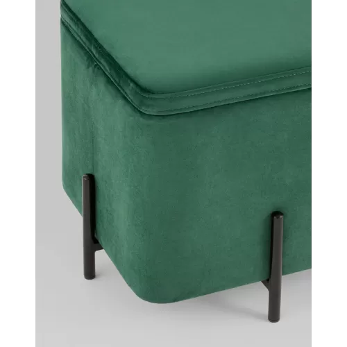 
Пуф Грейс квадрат с ящиком велюр зелёный
